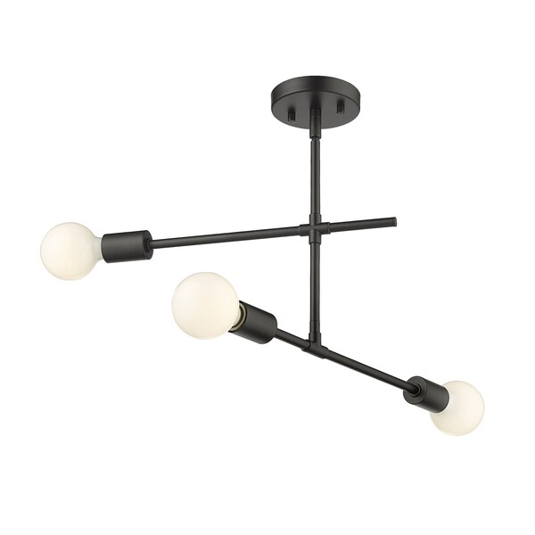 Modernist 3 Light Semi Flush Mount, Matte Black